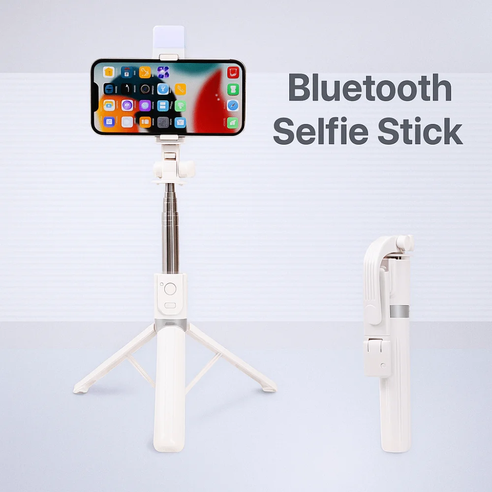 With LED Lamp Telescopic Selfie Stick Portable Handheld Bluetooth Selfie Stick Adjustable 1.7m Selfie Stick Tripod Travel