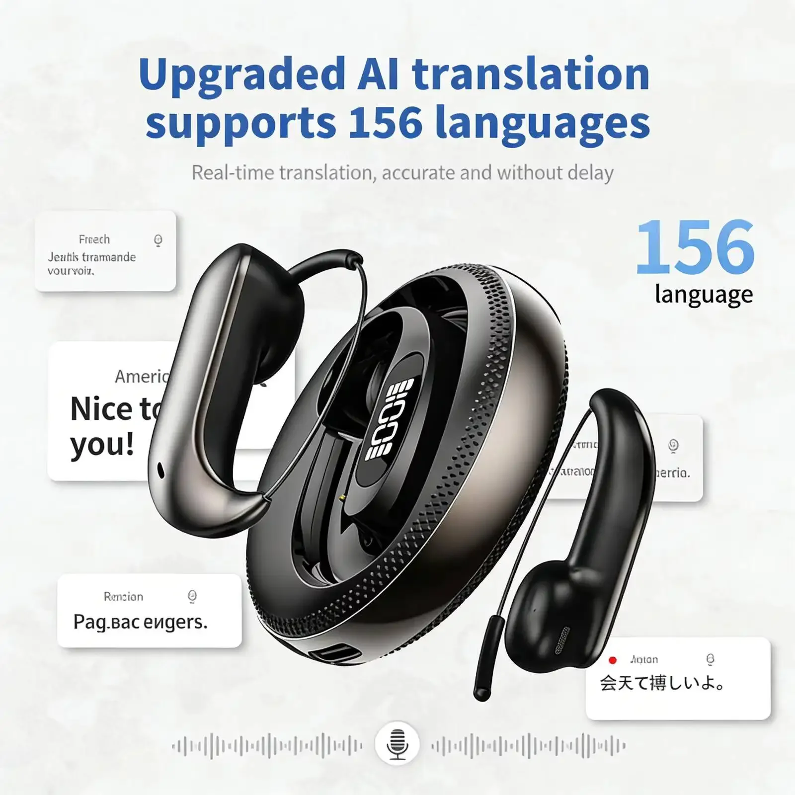 New X56 Star Ring Design Bluetooth 6.0 Earhook Earphones AI Translation Comfort Fit for Business Travel Office Music Daily Use