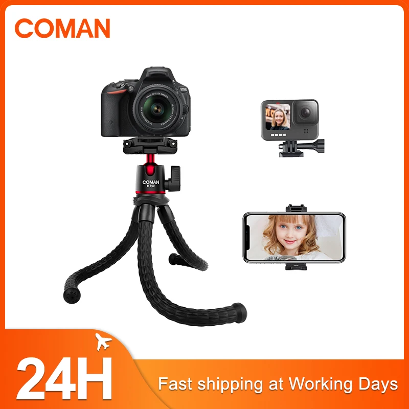 COMAN MT40 Mini Octopus Flexible Tripod Stand For Phone DSLR Camera With Remote Control Holder For iPhone Samsung Xiaomi Huawei