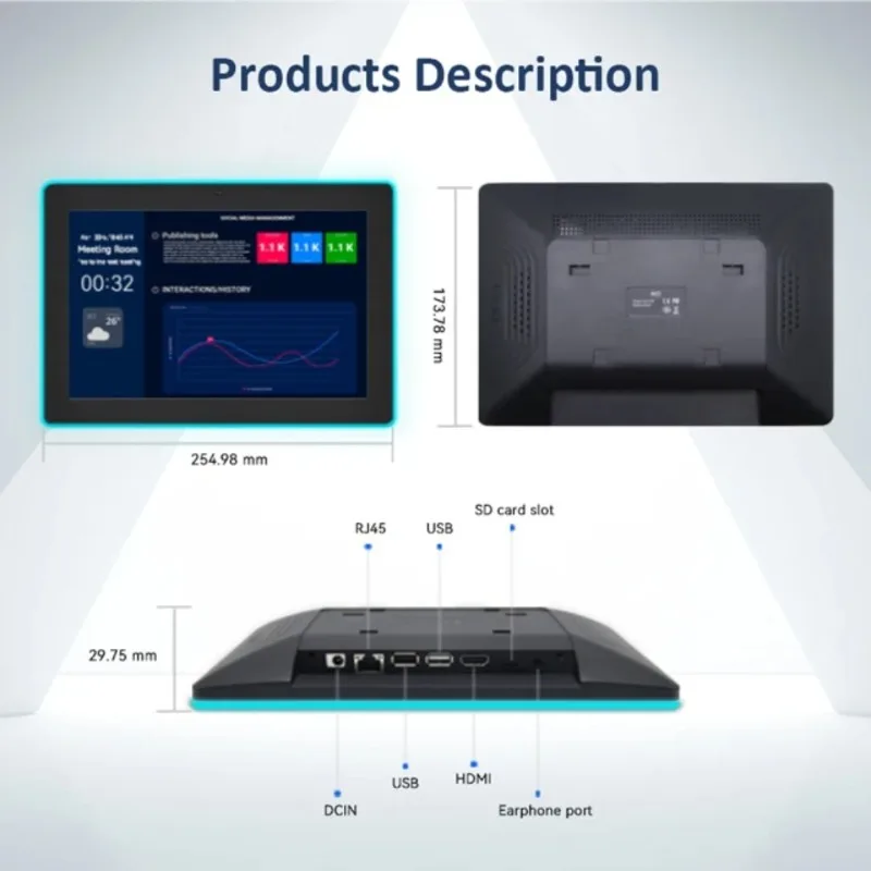 10.1 15.6 Inch LCD Ording Android Poe Tablette Wall Mounted Touch Display Booking System Custom Digital Android Panel Tablet Pc