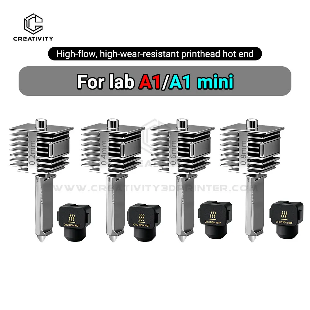 Upgraded Hotend Kit For Bamb Lab A1/A1 Mini Fast Speed Hot End Assembly 0.2/0.4/0.6/0.8mm Hardened steel Nozzle 3D Printer Part