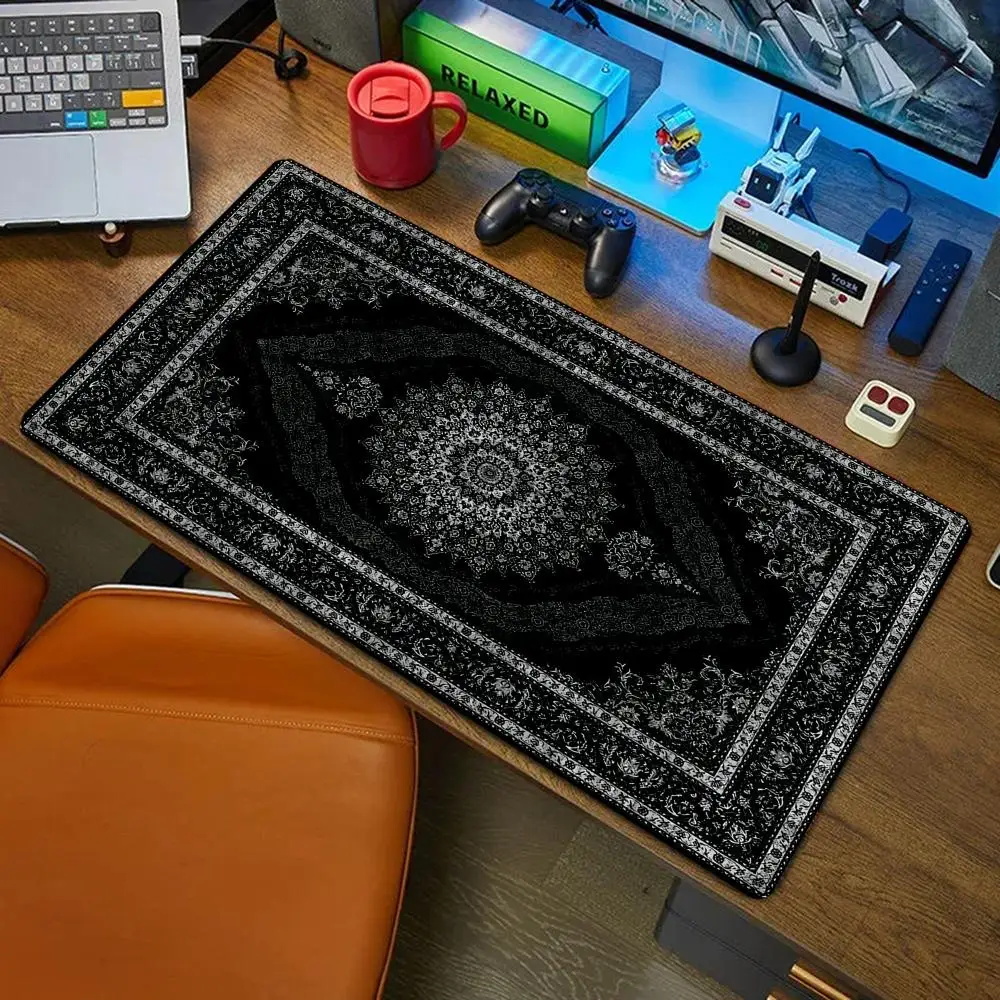 New black Persian Carpet Mysterious Retro Mouse Pad Pc Gamer Mousepad Rubber Mouse Mat Gaming Keyboard Pads Office Desk Mat