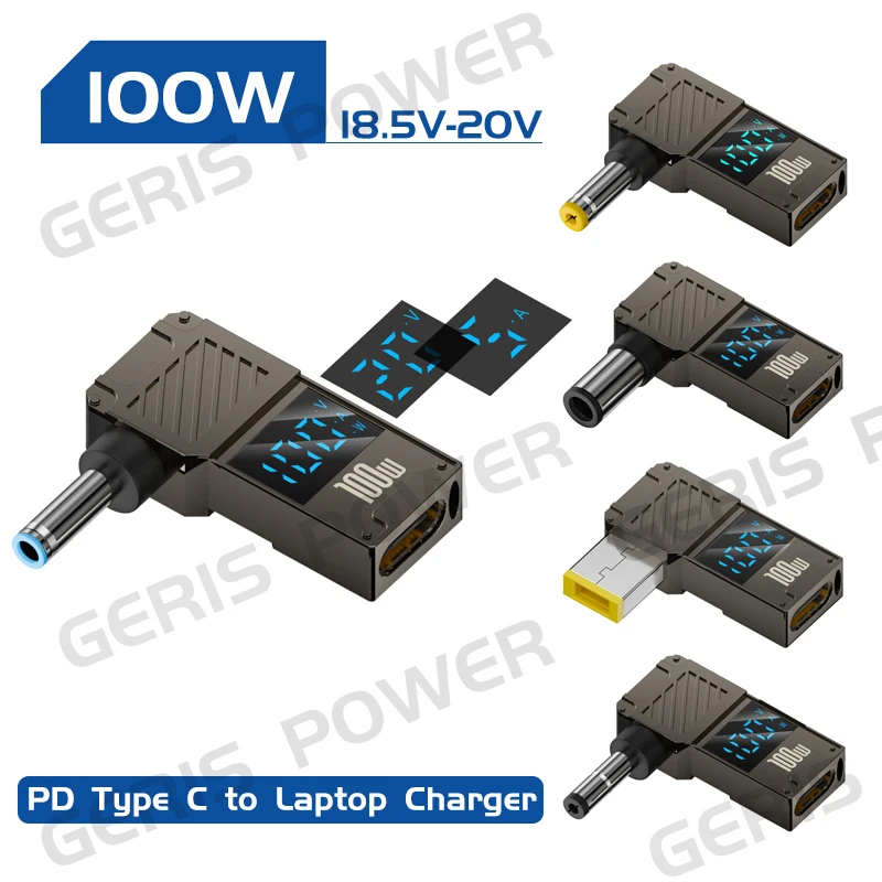 ​PD100W Type-C to DC Plug Converter USB C to Laptop Charging Adapter Power Charger Connector Tip for Lenovo Asus HP Dell Samsun