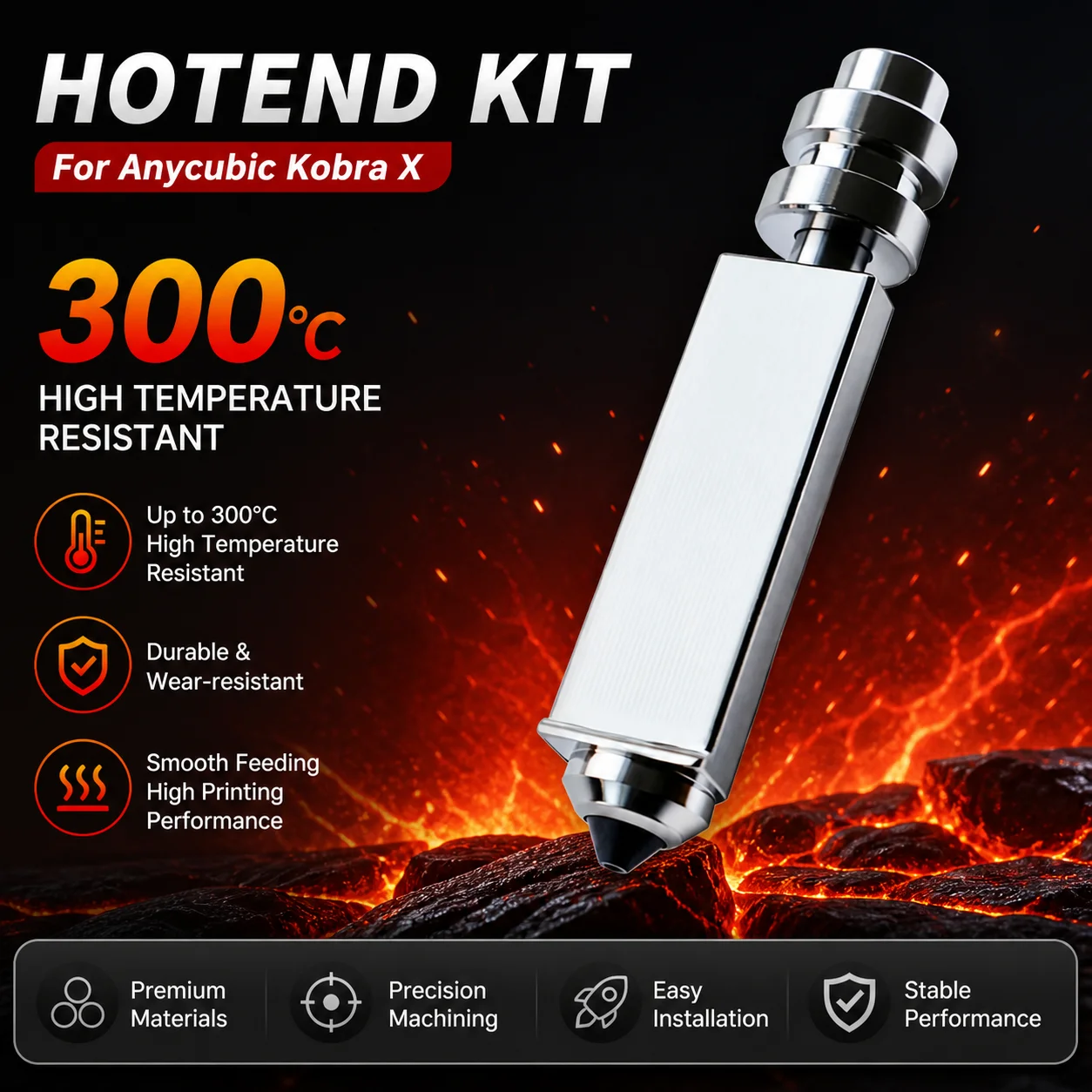 Bimetallic Nozzles For Anycubic Kobra X Combo Quick Swap Hotend Nozzle Hardened Steel 0.2/0.4/0.6/0.8mm Kobra X 3D Printer Parts