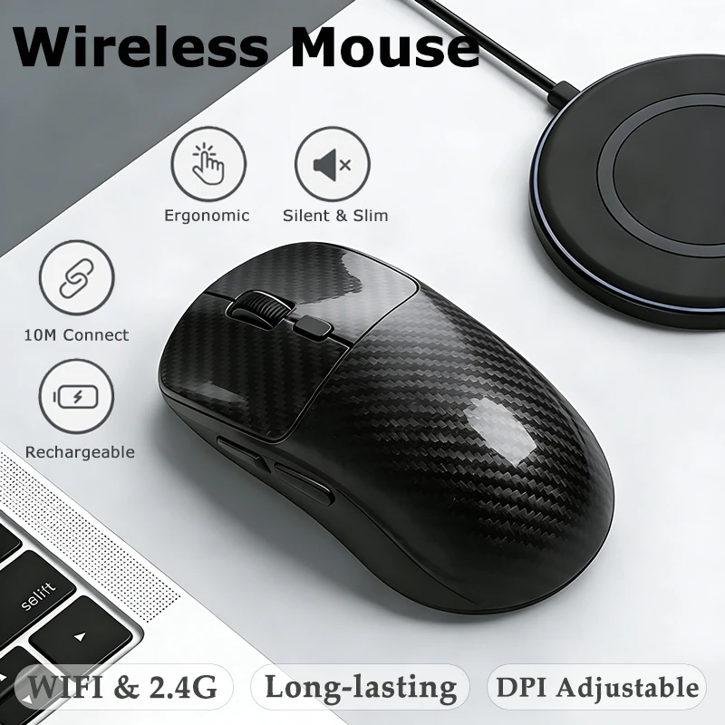 1000 Hz Wireless Mouse High Rating 6400 DPI Dual-mode Mouse Silent Ergonomic Rechargeable Mouse Portable For Home Office