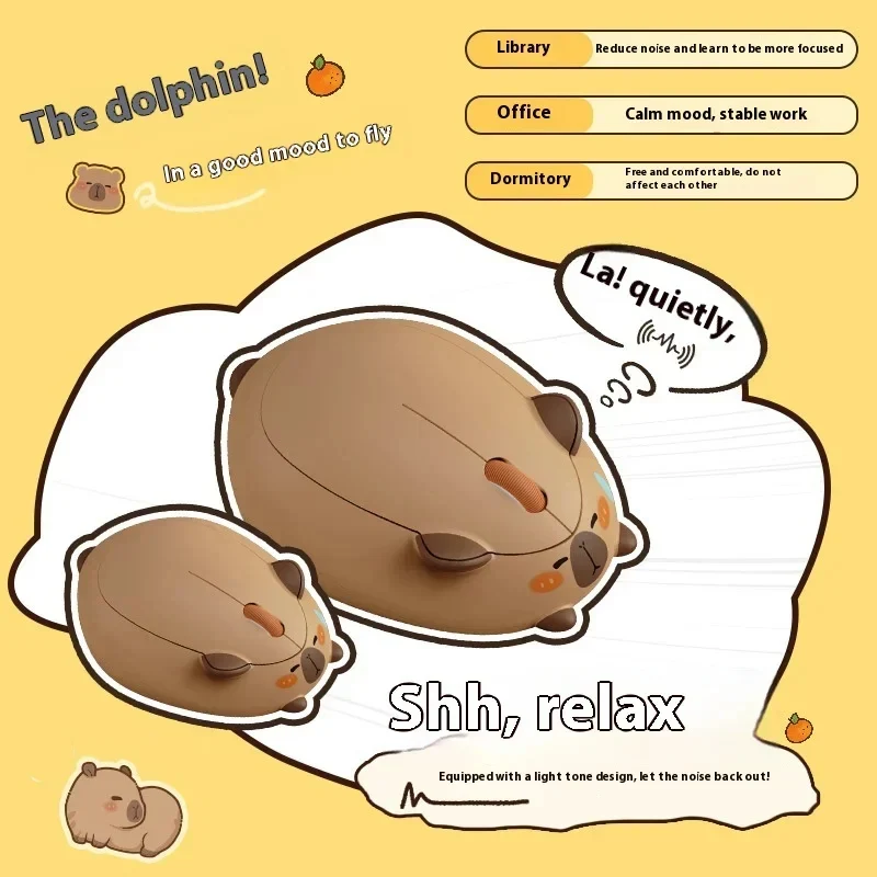 Cute Capybara Wireless Mouse Optical Portable Mute 2.4G Mice Desktop Laptop Universal Computer USB Mice For Pc Office Girl Gifts