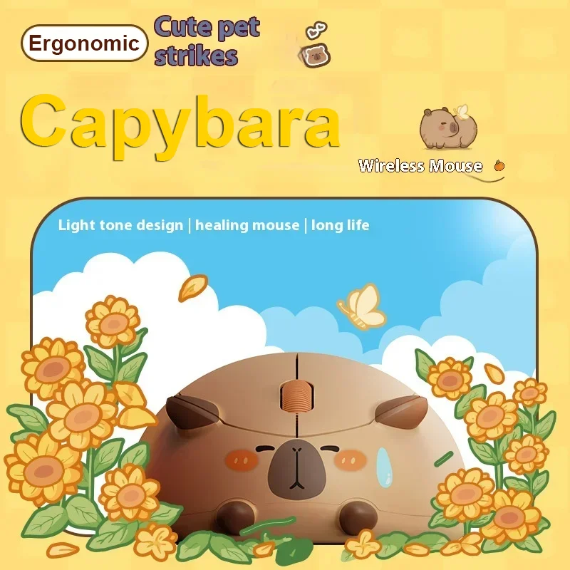 Cute Capybara Wireless Mouse Optical Portable Mute 2.4G Mice Desktop Laptop Universal Computer USB Mice For Pc Office Girl Gifts