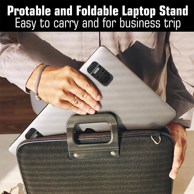 2PCS Mini Foldable Laptop Stand Portable Laptop Riser Self Adhesive Keyboard Lift Feet Adjustable Cooling Stand for MacBook Desk