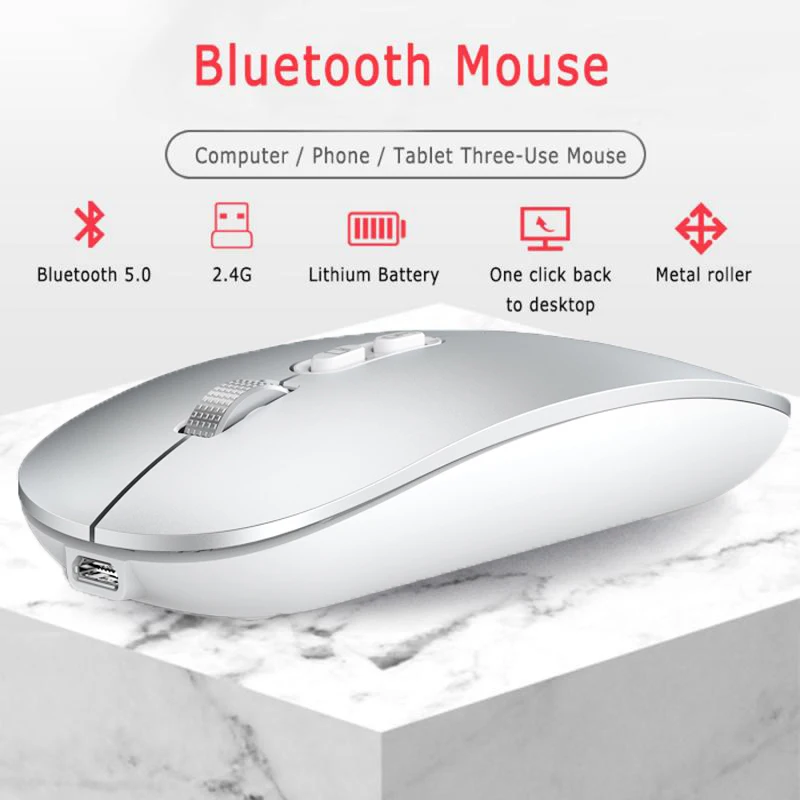 Type-C Wireless Mouse Computer Bluetooth Mouse Silent PC Mause Rechargeable Ergonomic Mouse 2.4G USB Optical Mice For Laptop PC