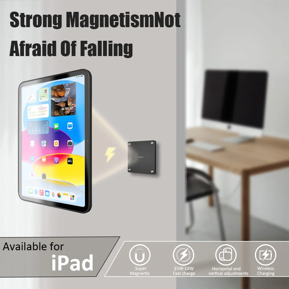 Zilvex AC Magnetic Wall Mount Charger for iPad Pro/Air/Mini 8.3-11-13in 15W Fast Charge Base + Case Set Smart Home Tablet stand