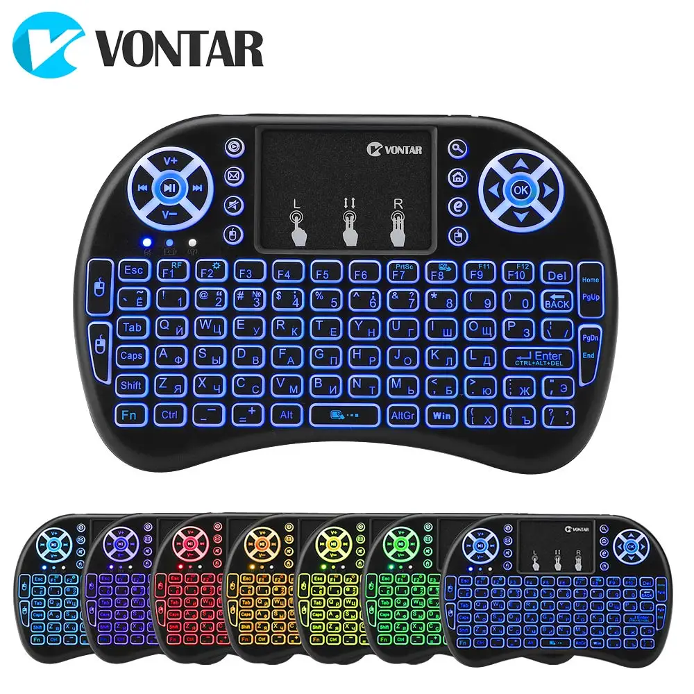 VONTAR I8 Wireless Keyboard Russian English Hebrew Version i8+ 2.4GHz Air Mouse Touchpad Handheld for Android TV BOX Mini PC