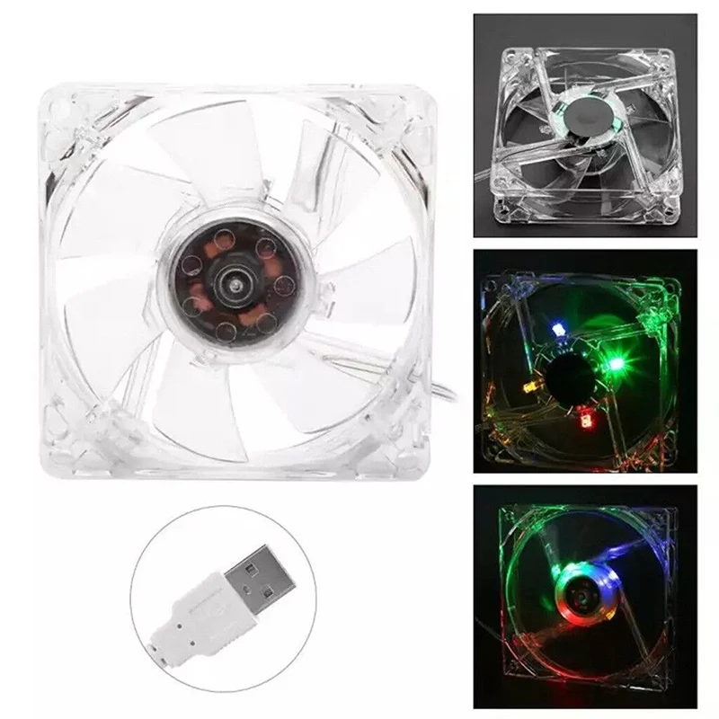 5V USB Fan Hamester Cage Fish Tank Pet Cage Air Cooling RGB Fan Cooler 8x8 12x12cm LED Light Mute Computer Fan with 100CM Cable