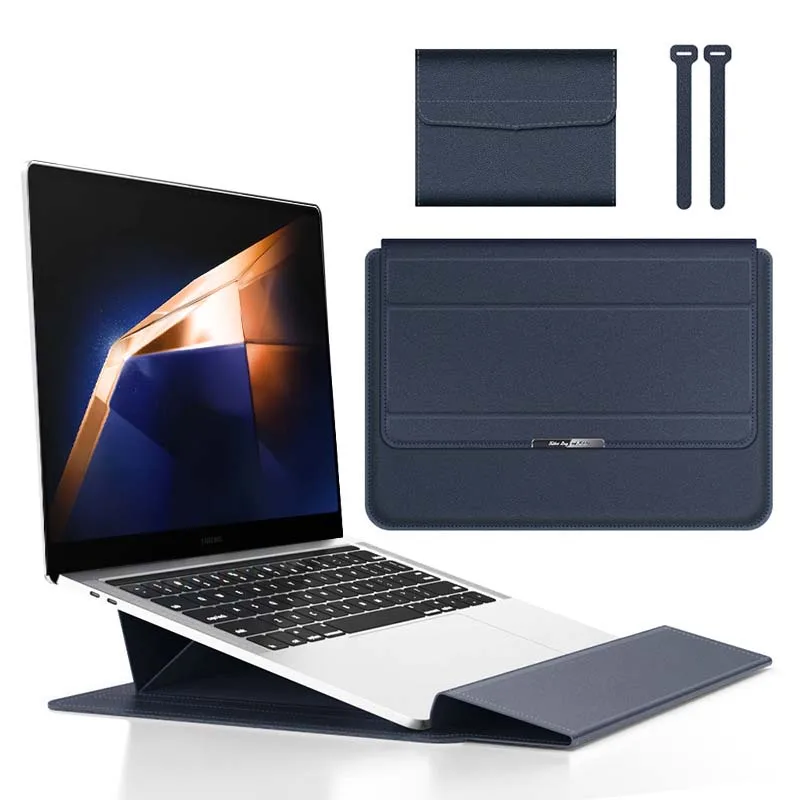 for Samsung Galaxy Book 4 5 Pro 360 15.6-16inch Sleeve Laptop Bag Foldable Holder Stand Wrist Rest Pad Mouse Pouch Cable Belt