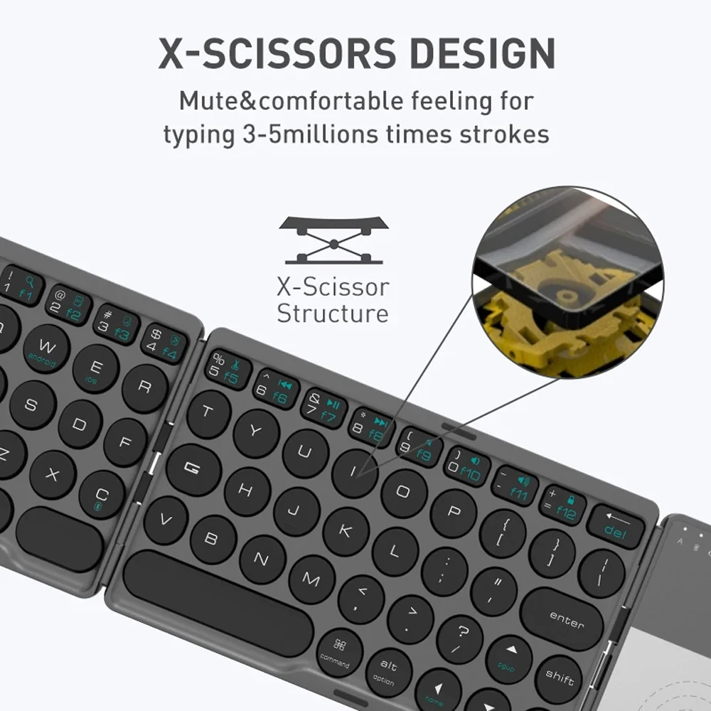 Bluetooth Folding Keyboard Mini Wireless Rechargeable Keyboard With Touchpad Portable Universal Keyboard for Windows Android IOS