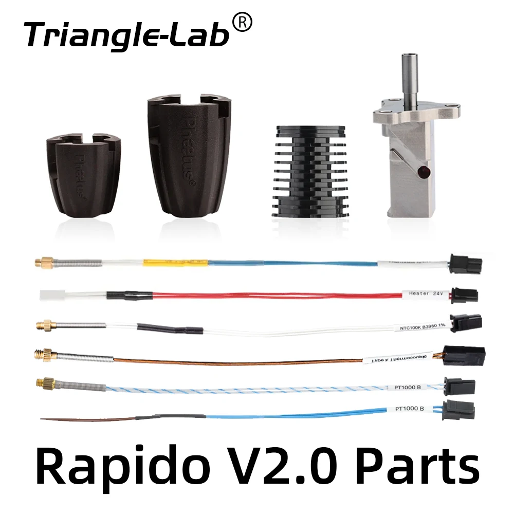 Trianglelab RAPIDO V2 Ceramics Heater Kit  heatBlock  K500 Thermocouple M4  104GT-2 100K 3950 PT1000 For Rapido V2.0 HOTEND