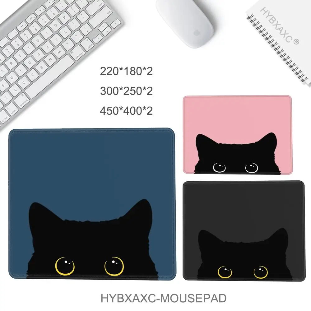 Black Cat Mousepad Small Office Computer Desk Mat Table Keyboard Big Mouse Pad Laptop Cushion Non-slip Deskpad Home Decor