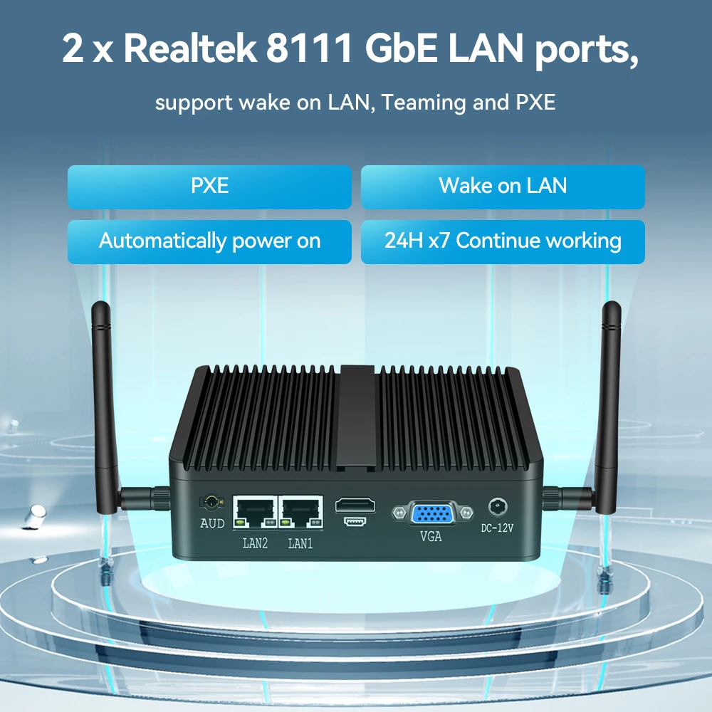XCY Fanless Mini PC Intel Core I5-5200U I3-5005U Dual GbE LAN 2x RS-232 Serial Ports 4x USB Embedded IPC WiFi Windows Linux