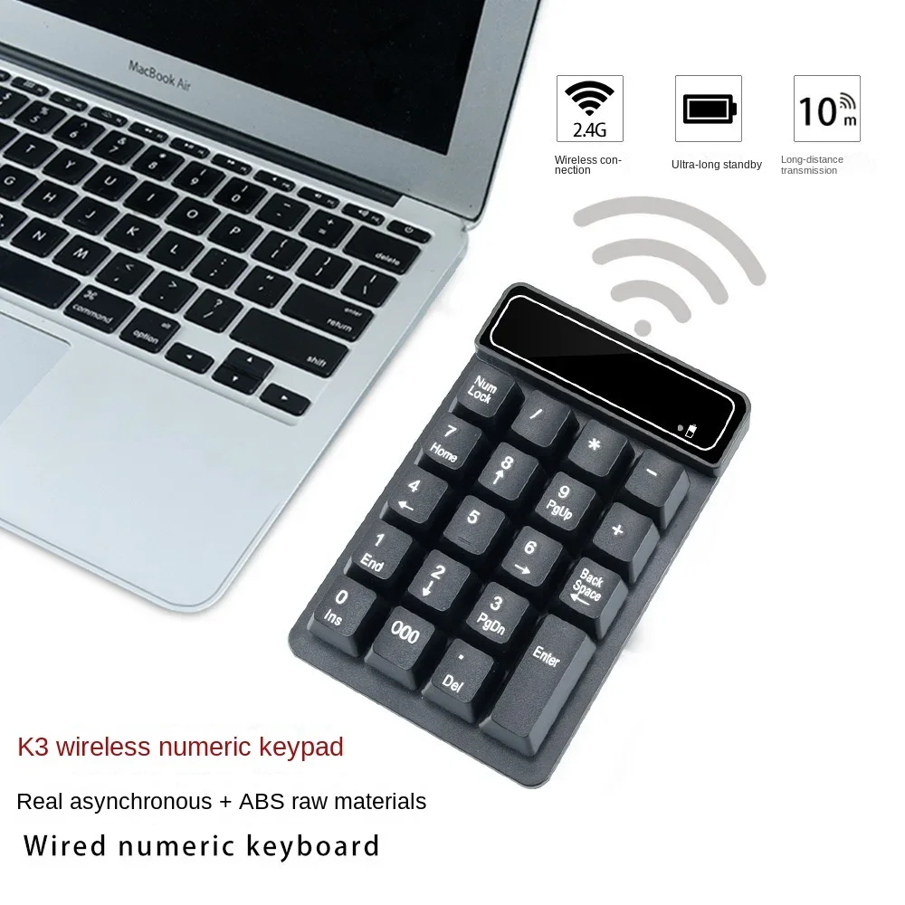 2.4G Wireless Usb Number Bluetooth Keyboard with Digital Display Rechargeable Mini 19 Keys Numeric Smart Keypad Office Supplies