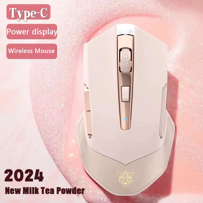 2024 New 2.4G Wireless Mouse Type-C Charging Silent Gaming Mouse Office Cute Pink Mause Computer Laptop PC Mice for Girls Gift