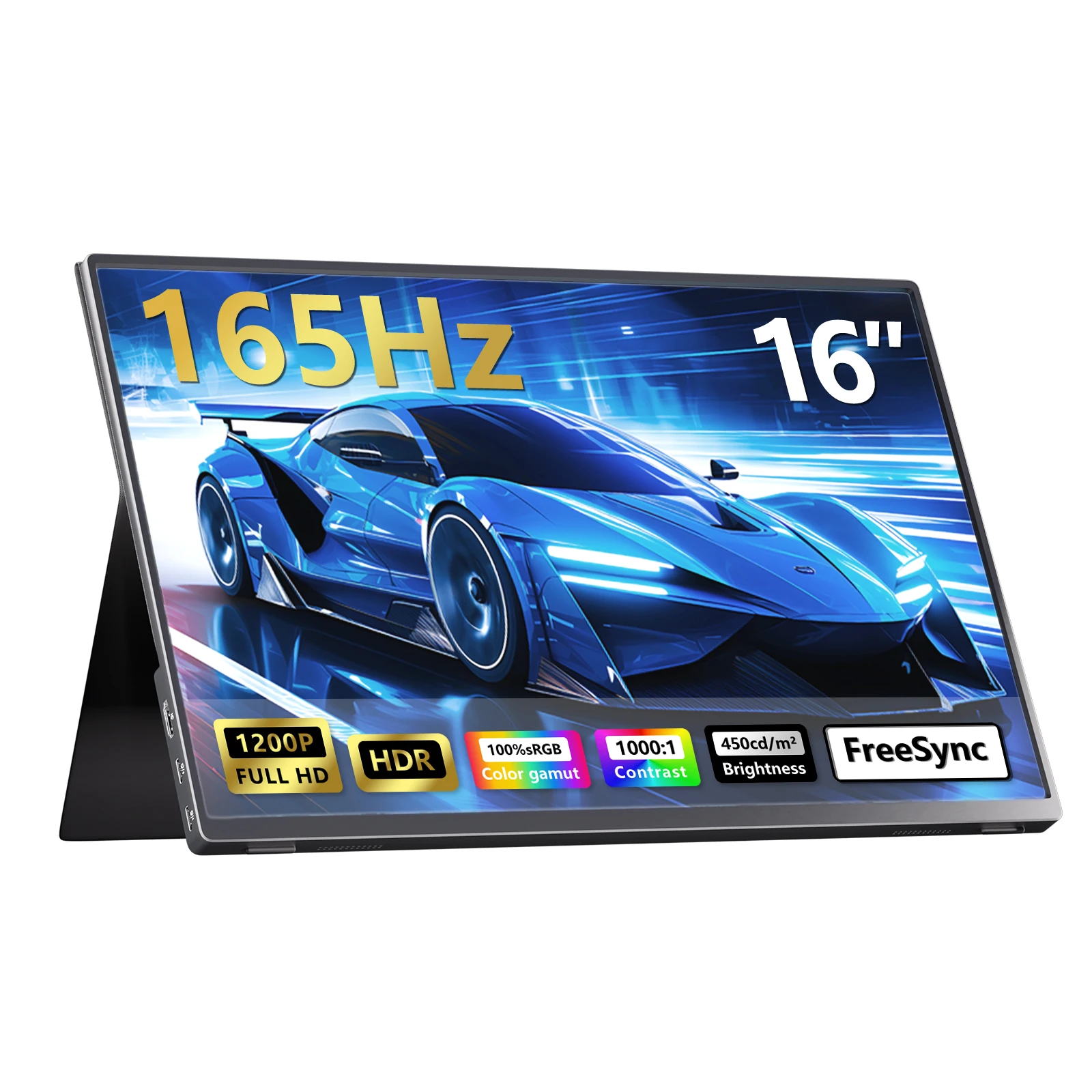 16" 165Hz Portable Monitor 2K 16:10 100%sRGB 450Cd/m² TFT Travel Display for Laptop Switch ps4 ps5 Xbox