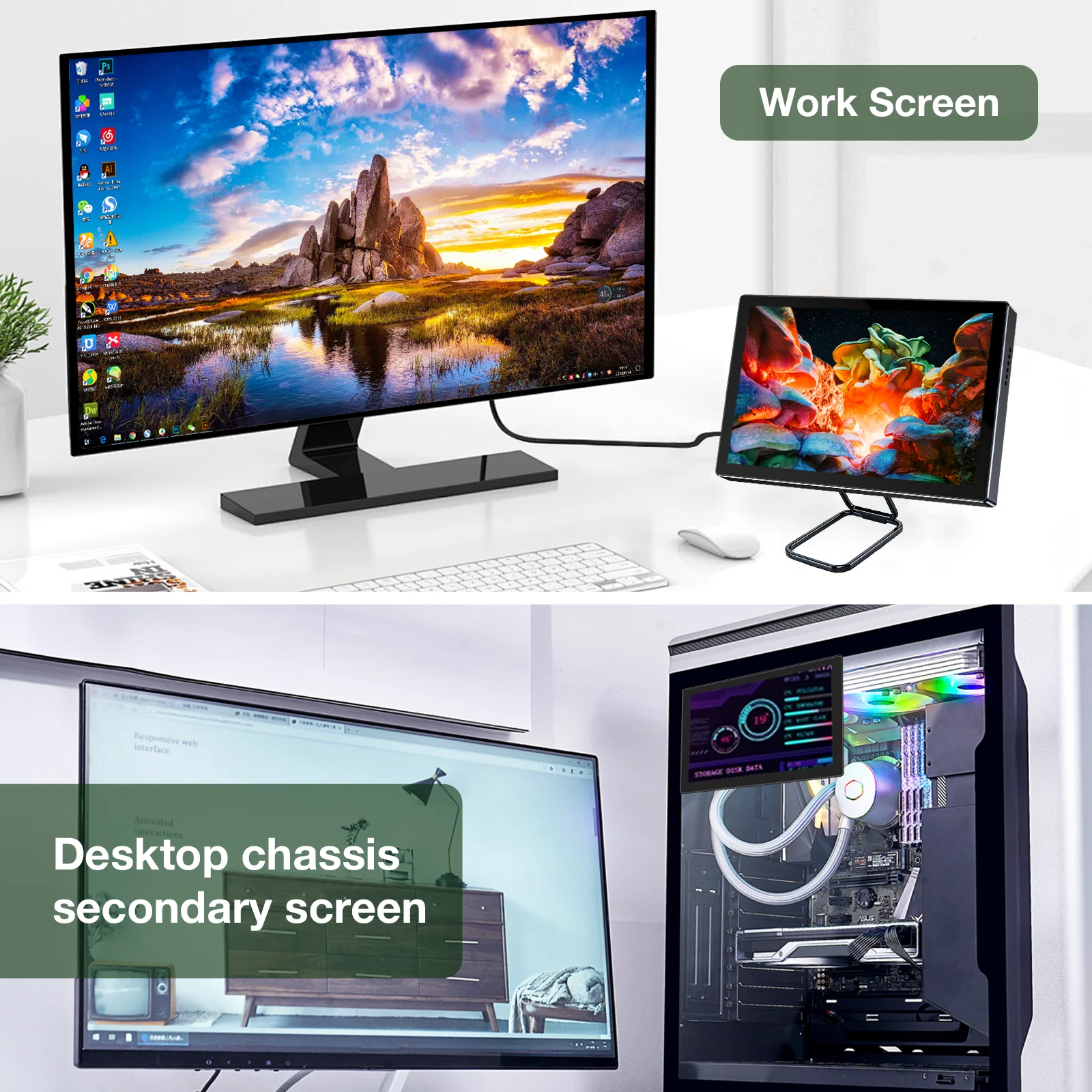 6 inch 1920x1200 IPS Portable Monitor Type-C USB-C HDMI Gaming Display VESA for Switch PS5 PS4 Laptop Phone PC Mini Monitor