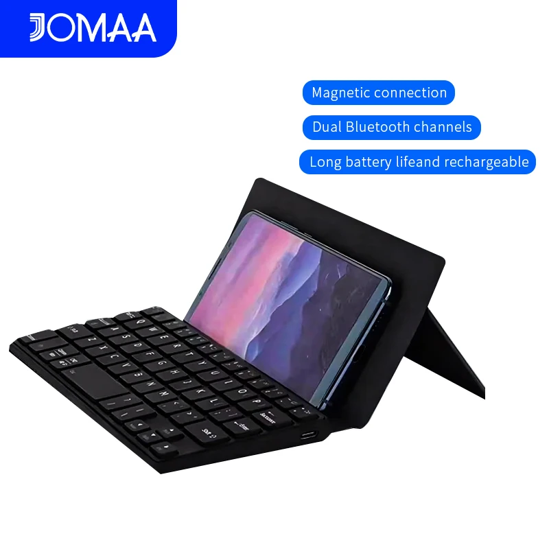 Mini Foldable Bluetooth Keyboard Portable Wireless Keyboard Ultra-Slim Travel Folding Keyboard for iPhone iPad Mac Android
