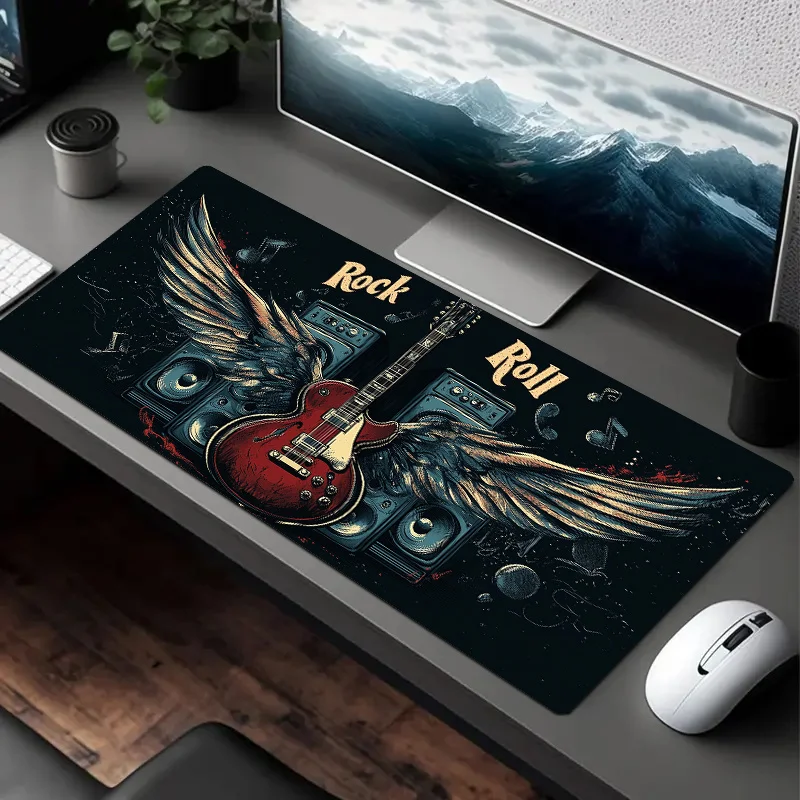 Rock guitar and speaker design mouse pads,Computer Office Game Table Mats XXL Rubber Anti-slip Gaming  Mousepads Long Desk Pads