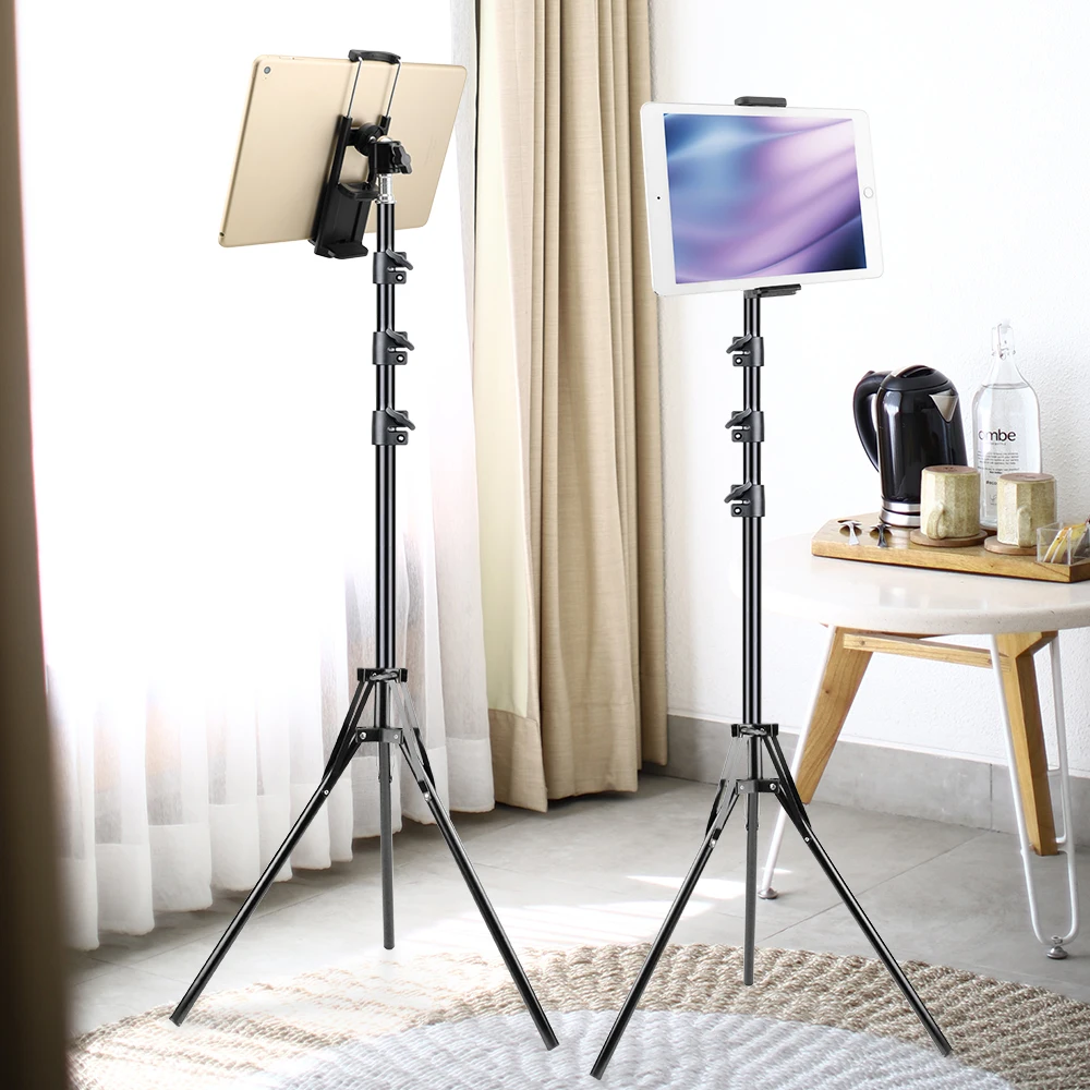50/150/200cm Tripod for Tablet and Phone Aluminum Tripode Tablet Floor Ipad Tripod Stand with Smartphone & Tablet Holder Mount