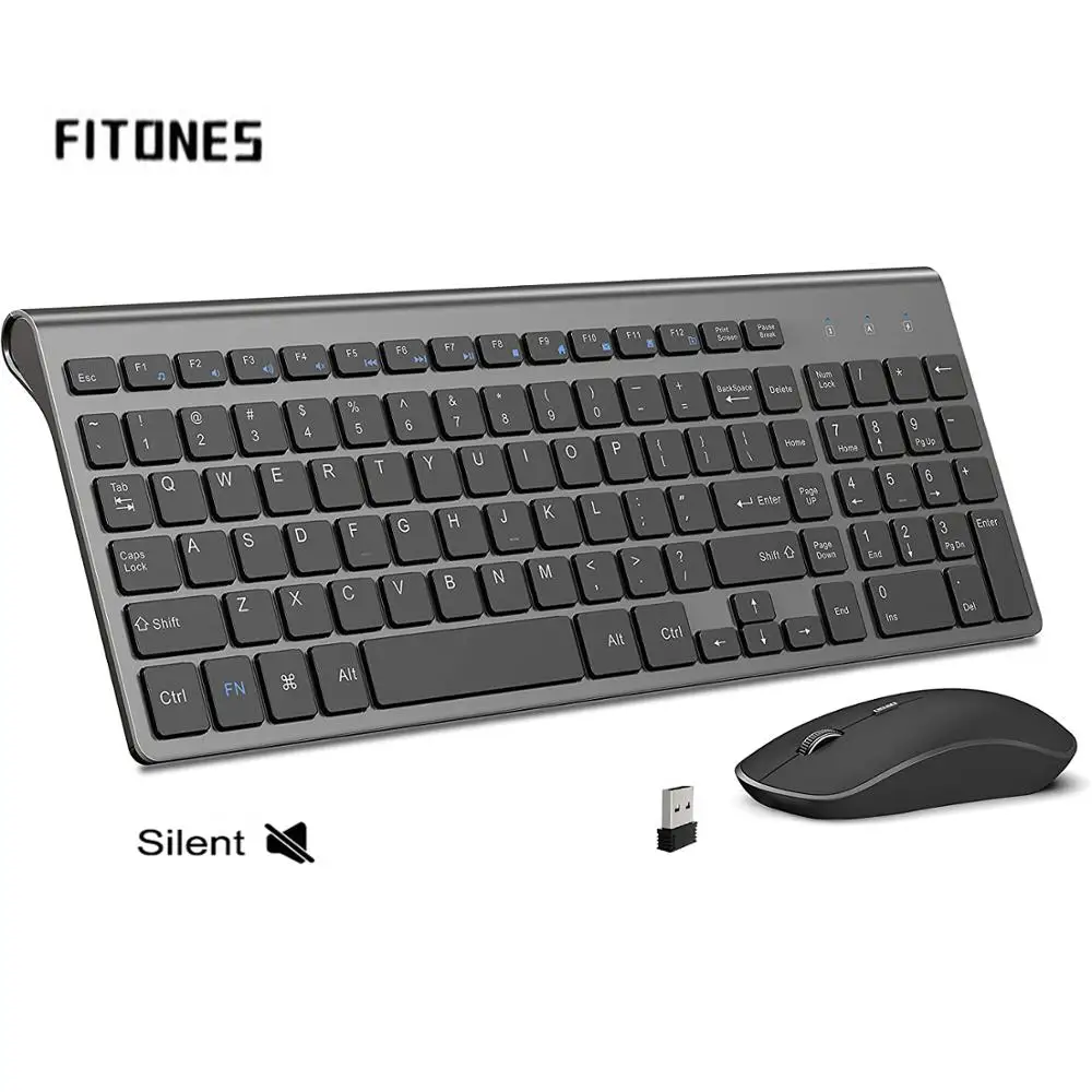 Wireless Keyboard and Mouse，Ergonomic design Full-size Keyboard mouse 2400 DPI，Spain/us/uk/Russia layout/France Black and pink