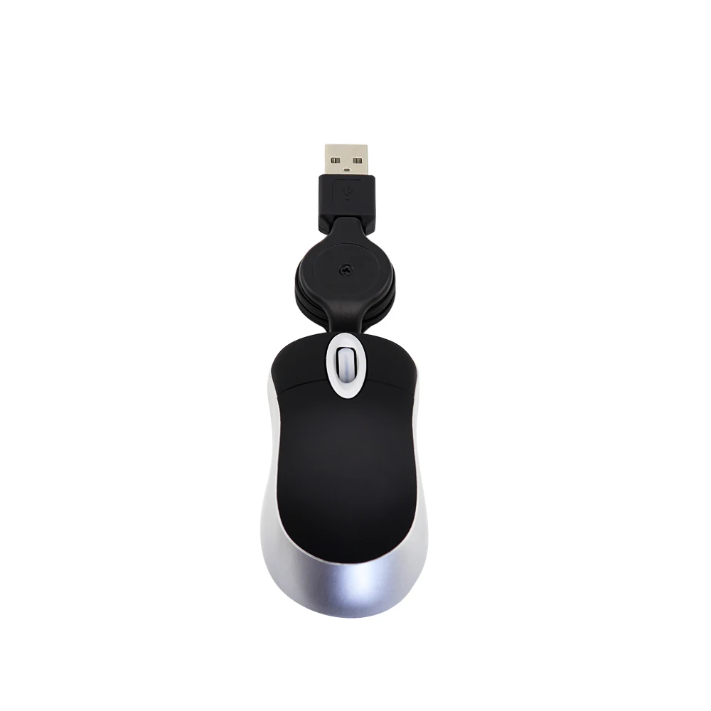 Mini Computer Mouse Retractable UB Cable Optical Ergonomic Small Wired Mause Portable 3D Office Mice For Kid Small Hand PC Mac