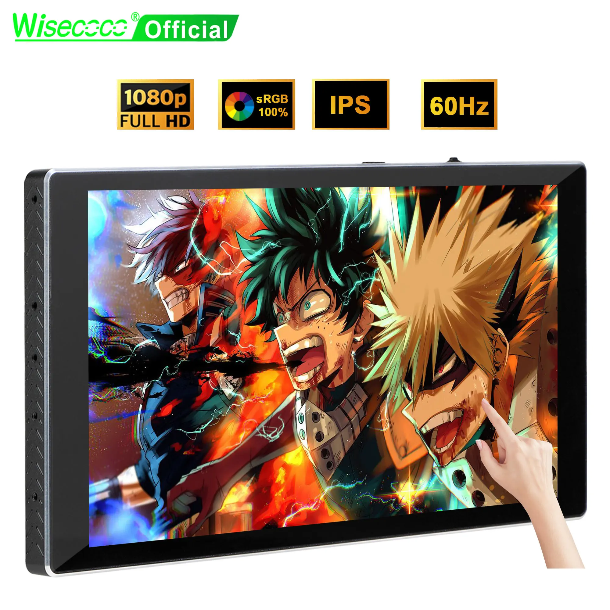Wisecoco 7 Inch 1920x1080 FHD Portable Monitor Touch IPS Screen Type C Gaming Display for Raspberry Pi Laptop PC PS5 XBox