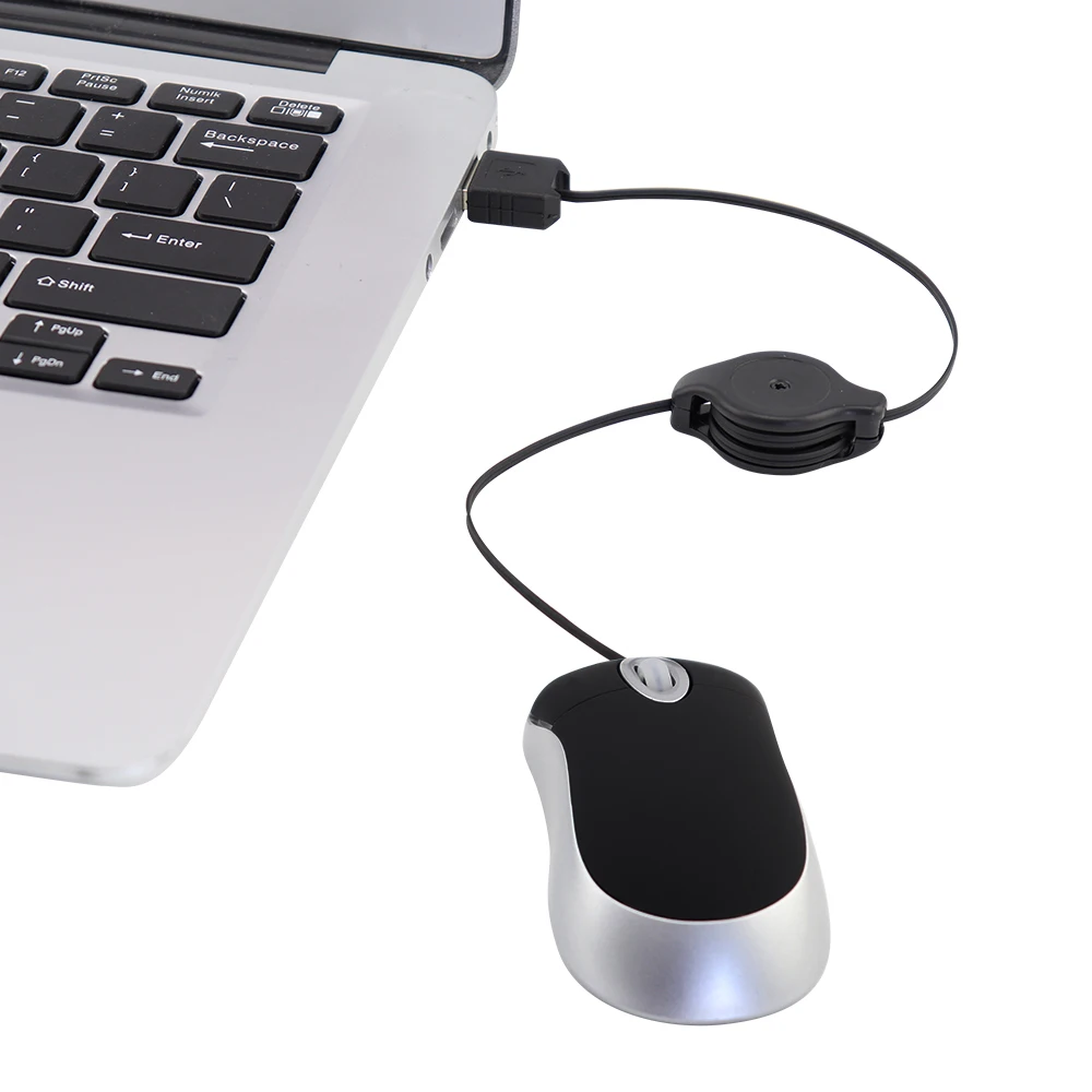 Mini Portable Wired Mouse Retractable USB Cable Ergonomic Mause Anti Winding Office Computer Mice Retractable Adjustable Mice
