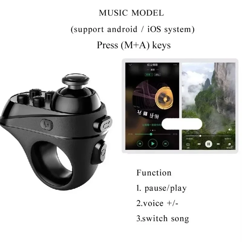 Wireless Finger Ring Mouse Mini Finger Mouse Kits Remote Control Joystick Adapter Game Pause Page Function Tablet PC Mobile IOS