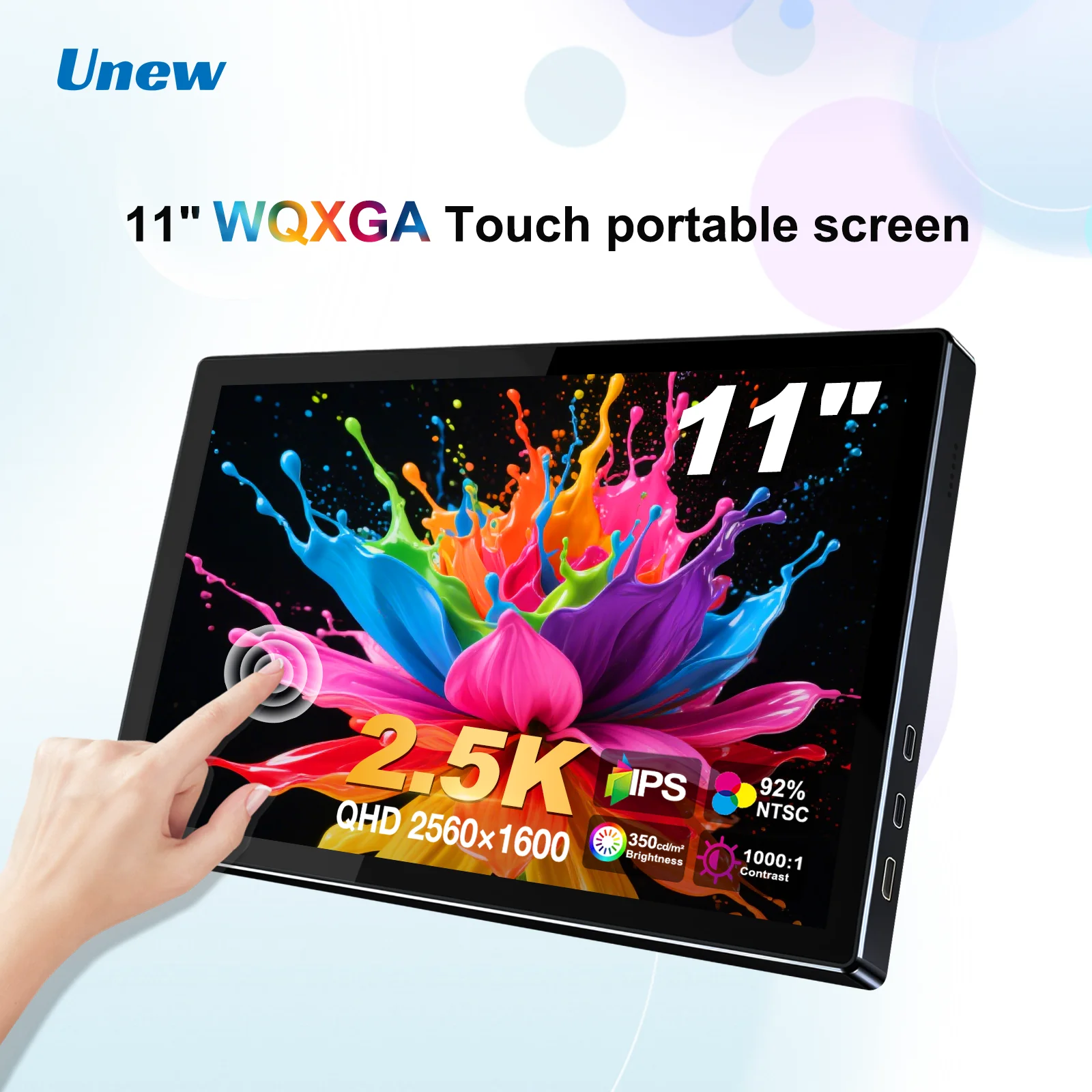 11" 2.5K Touchscreen Portable Monitor 2560x1600 IPS VESA 75*75mm 16:10 USB-C HDMI Display For Laptop Mac PC PS5 Switch