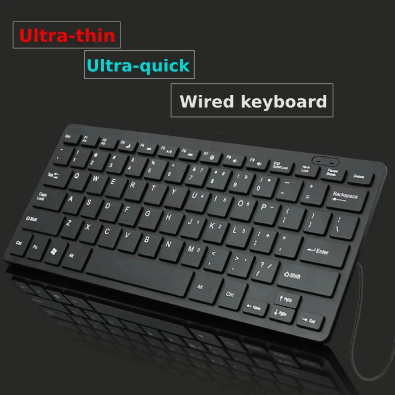 Ultra-thin Quiet Small Size 78 Keys Wired Keyboard Mini Multimedia USB keyboard for Laptop PC Tablet Desktop business travel etc