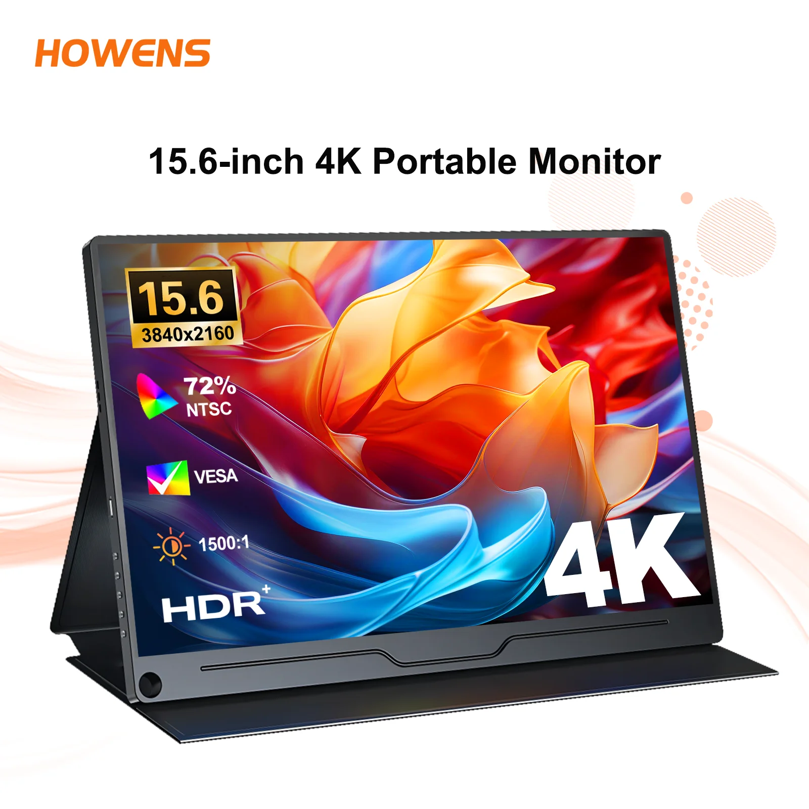 4K Gaming Monitor 15.6 inch Portable Monitor 3840x2160 60Hz Extended Screen Display for Xbox PS 4 5 Switch Office Work Phone PC
