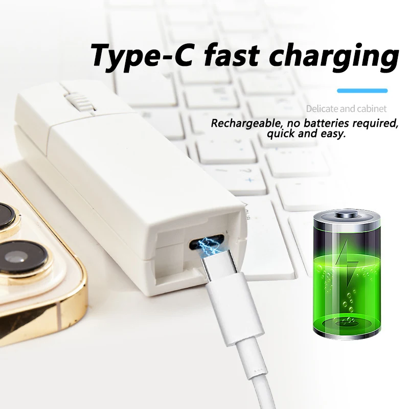 2.4G+Bluetooth Dual-mode Mini Wireless USB-C Rechargeable Mute Mouse Portable Optical Small Office Mice For Laptop PC iMac