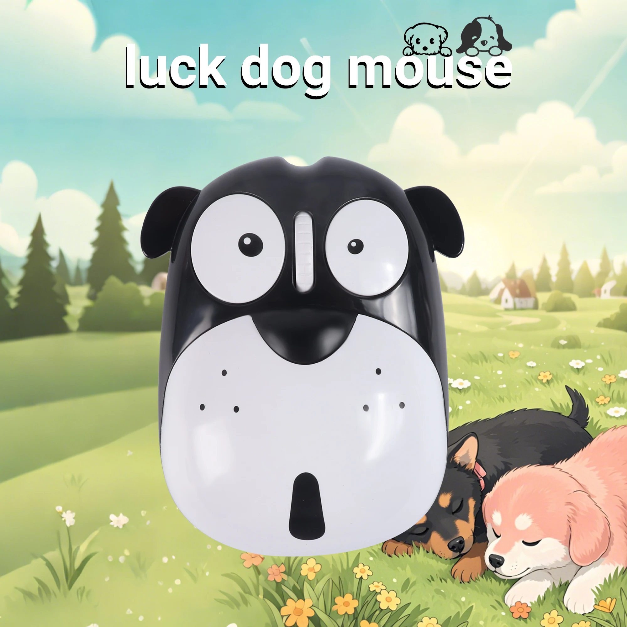 Wireless 2.4G Rechargeable Mouse Cute Dog Mute Button Both Hands For Samll Hand Office Use Gift For Girl Kid System Universal