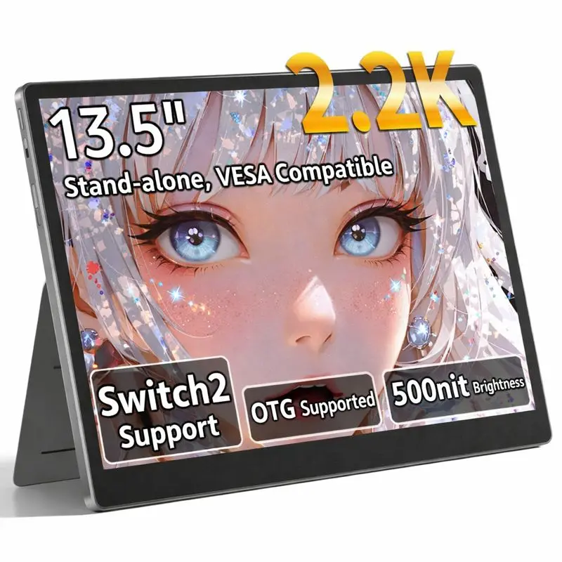 HAILESI 13.5inch 2.2K Portable Monitor S135 2256*1504P 100%sRGB 500 nits Original Screen for Laptop Mac Phone Switch PS4/5 XBOX