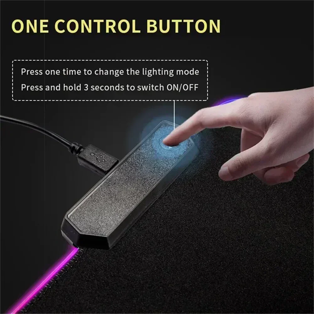 XXL RGB Gaming Mouse Pad Black Clover Asta Deskmat HD Gamer Accessories Large LED Light Mousepad PC Computer Carpet with Backlit