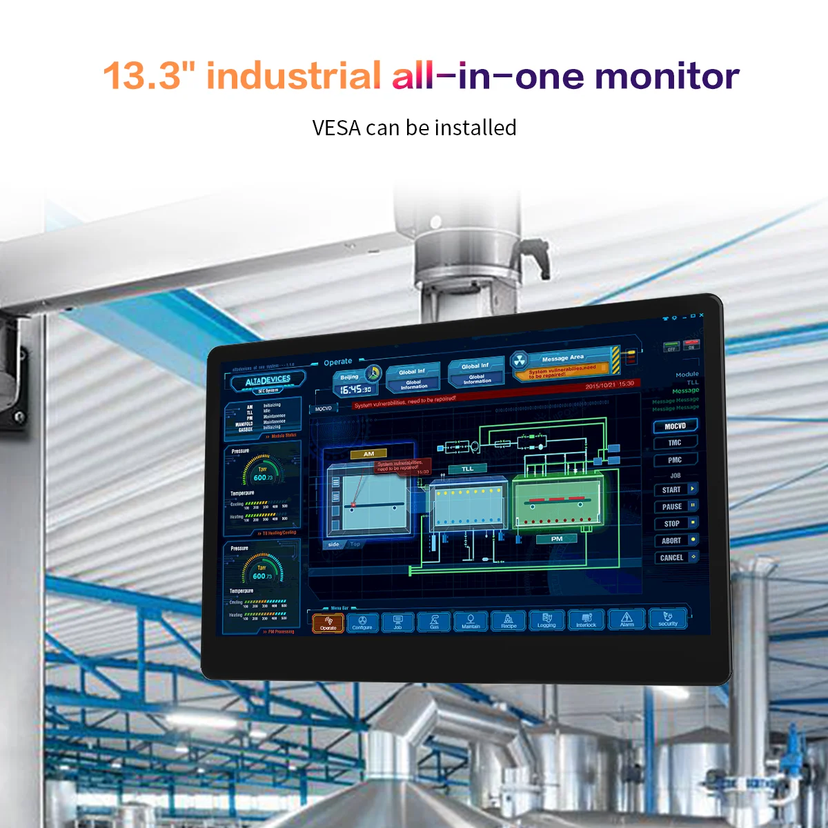 13.3 14 15.6 inch Touch Monitor 60Hz 1920*1080 VESA for Office Home Work Gaming CCTV Compatible with HDMI VGA USB AV With Stand