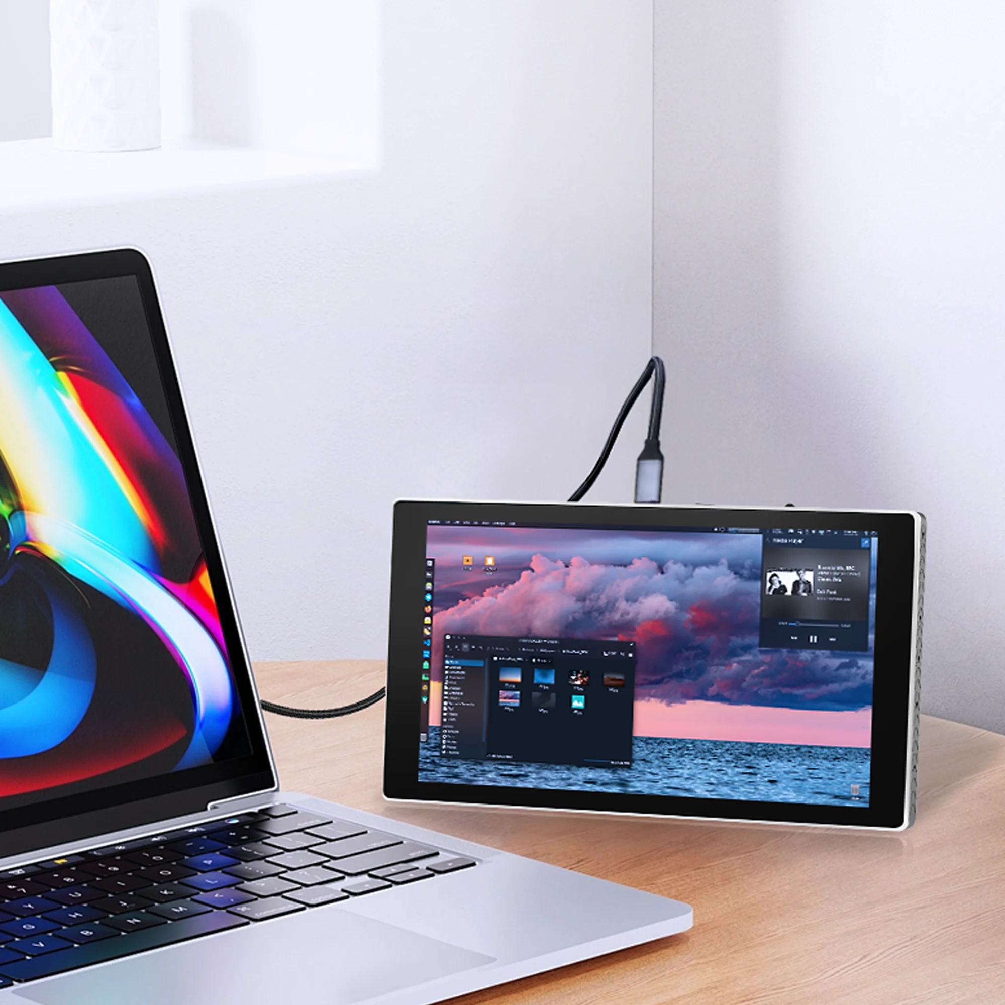 Wisecoco 7 Inch Portable Monitor 1920x1080 Touch Gaming Monitors USB-C Display For Raspberry Pi PS5/4 Android TV Box Camera