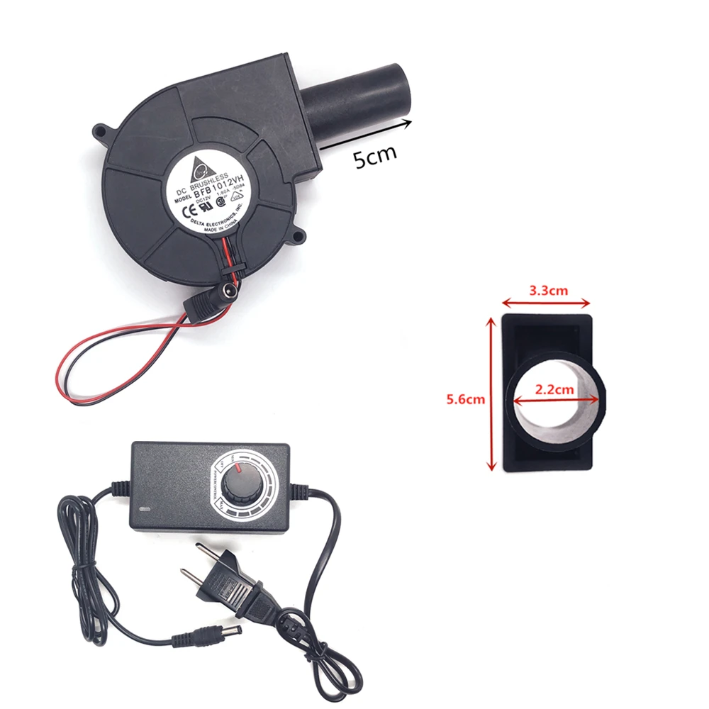New BFB1012VH DC12V 1.8A 9733 9cm Violent High Air Volume Centrifugal Turbo Blower with Air Duct Speed Regulation Power Adapter
