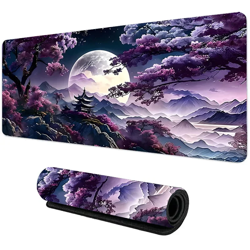 Purple mountain moon Mouse Pad Mousepad Gaming Pc Gamer Rug Anime Mouse Mat Xxl Playmat 900X400 Extended Pad Desktop Accessories