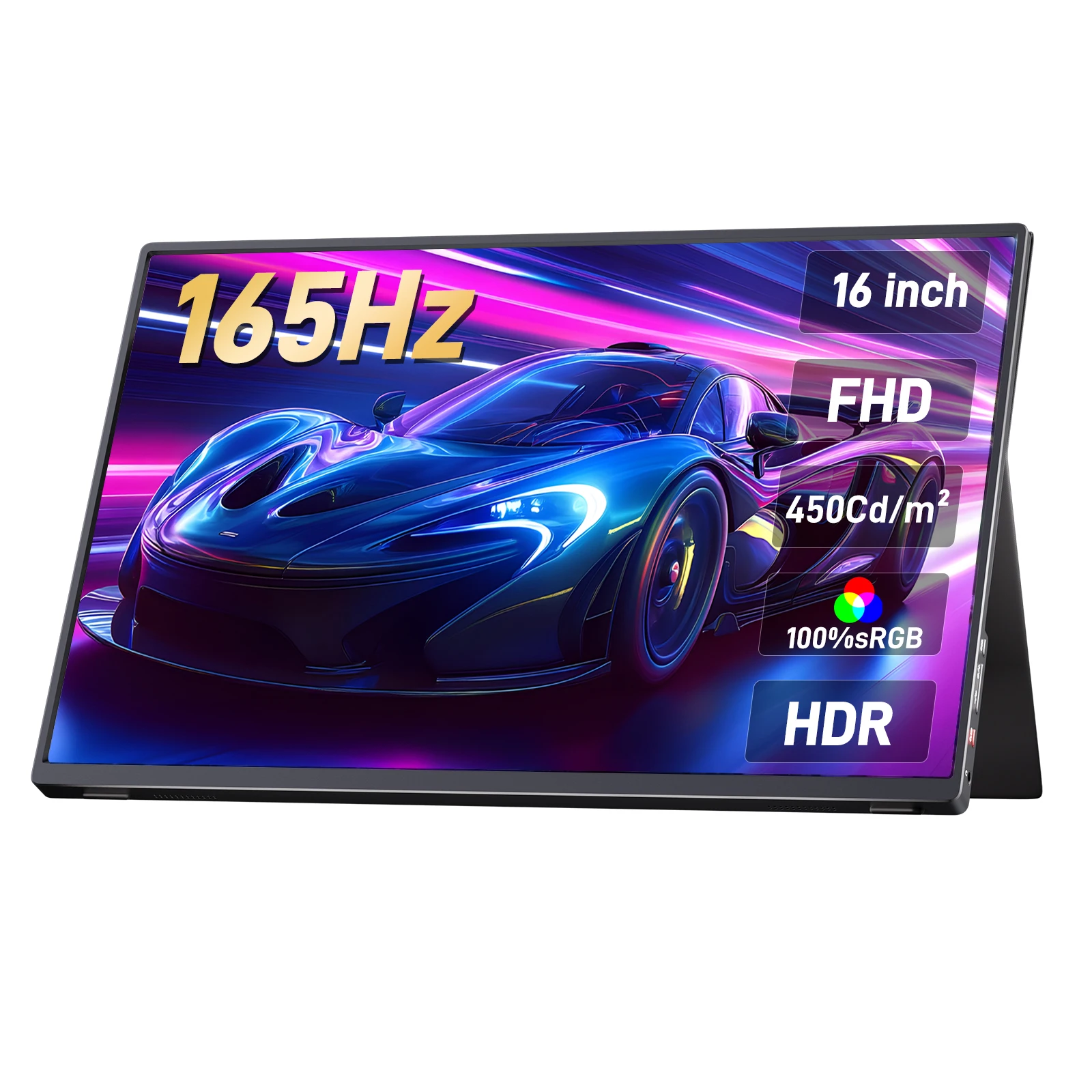 16" 2.5K 165hz 144hz Portable Monitor 1920*1200 16:10 100%sRGB 450Cd/m² Travel Gaming Display for Laptop Switch ps4 ps5 Xbox