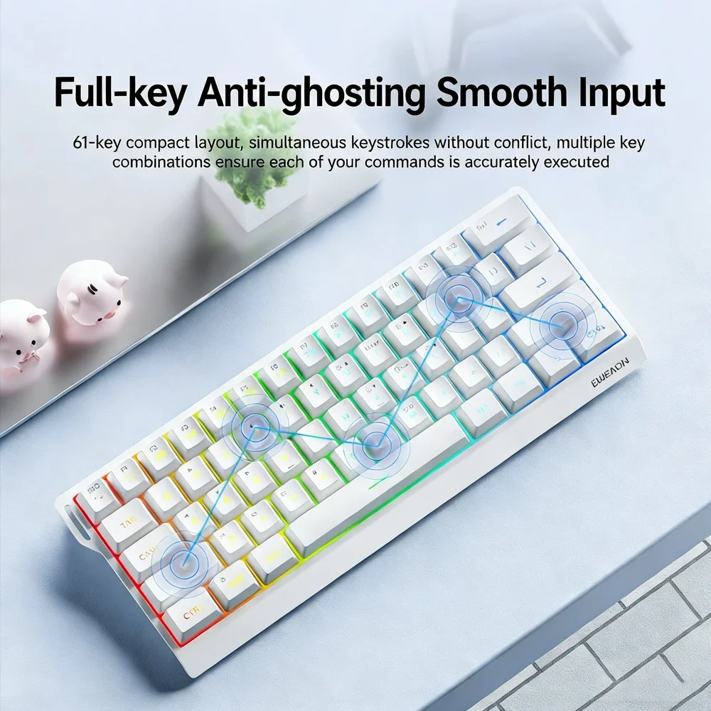 EWEADN F61/F68 Wireless Mechanical Keyboard 2.4G Bluetooth Type-C Dedicated Small Portable Bluetooth E-sports Gaming Keyboard