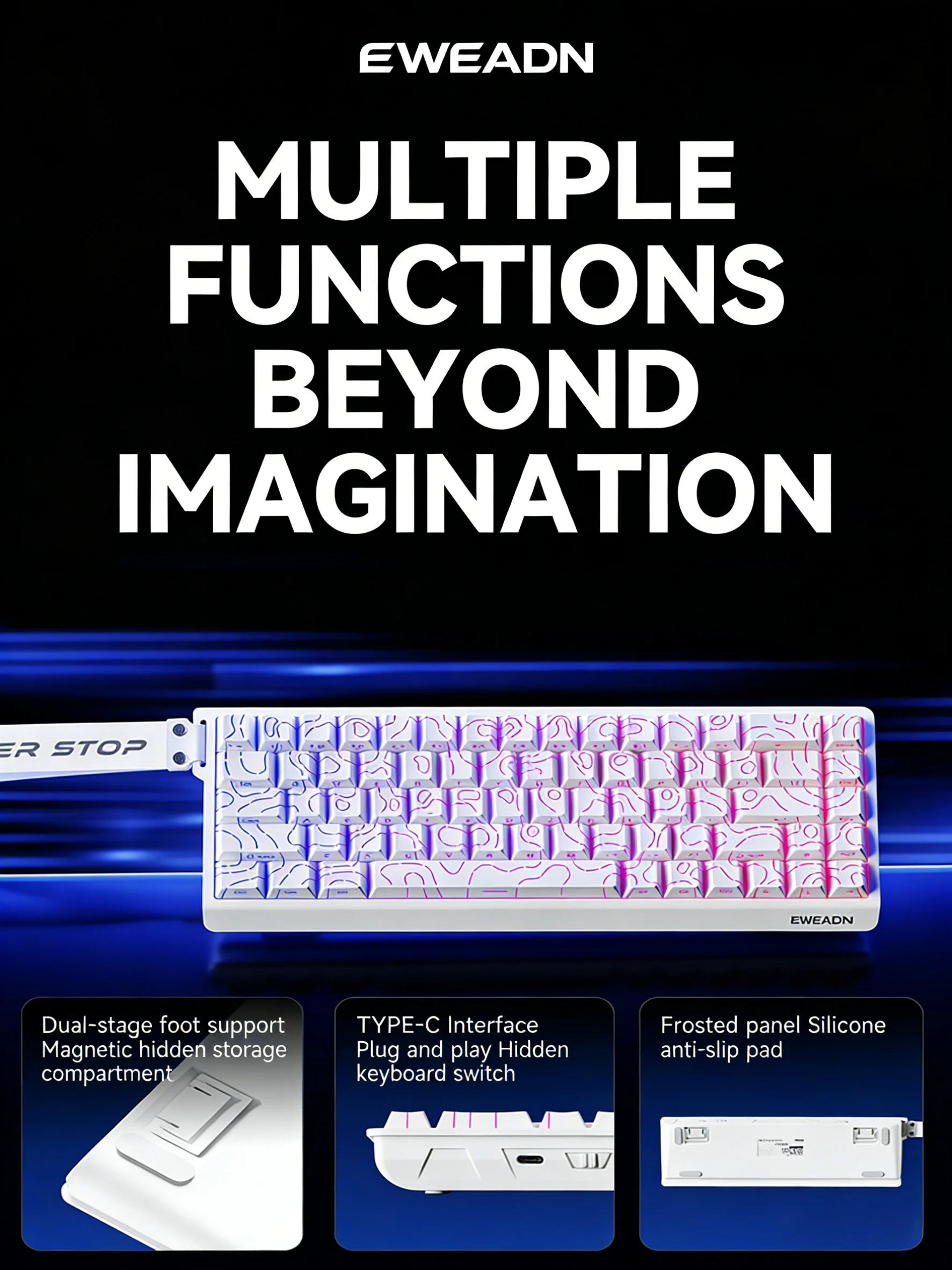 EWEADN F61/F68 Wireless Mechanical Keyboard 2.4G Bluetooth Type-C Dedicated Small Portable Bluetooth E-sports Gaming Keyboard