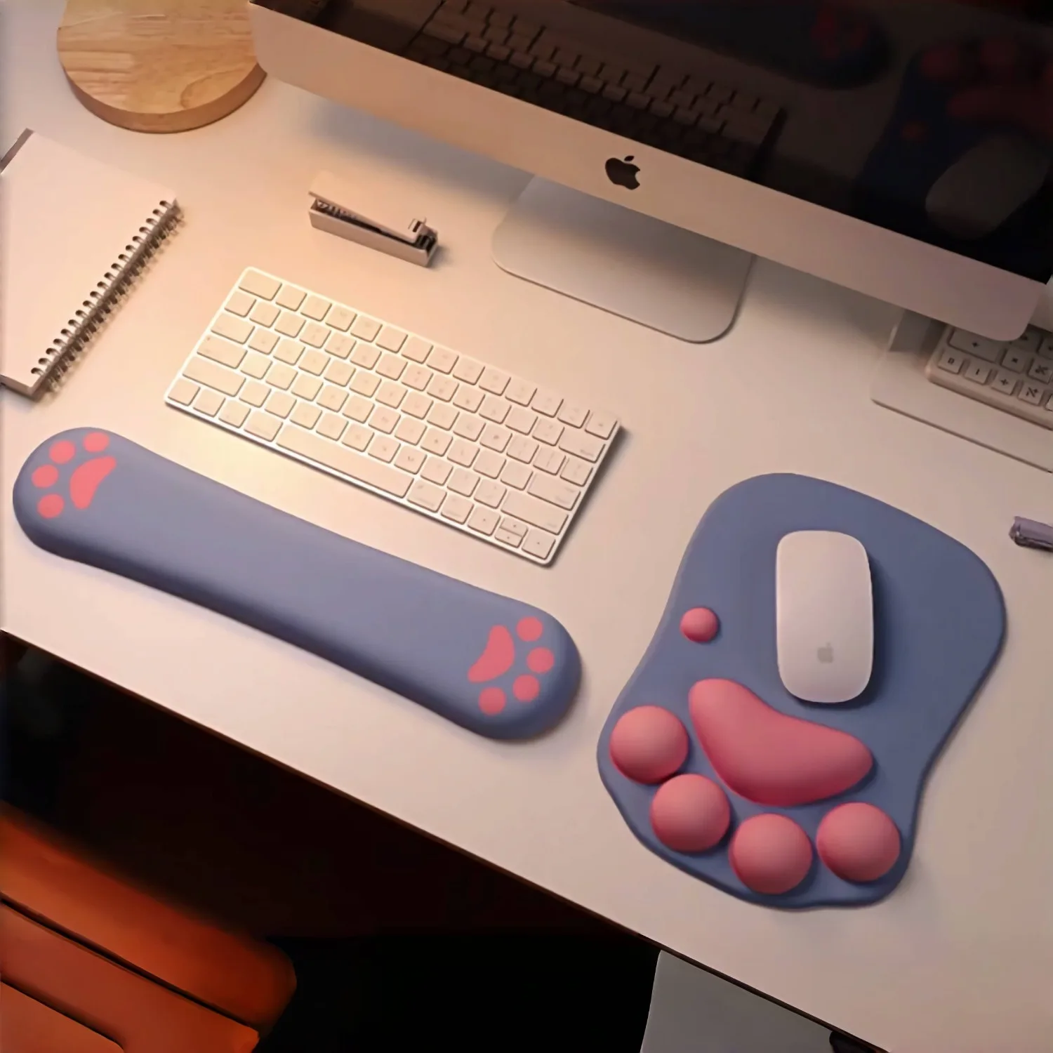 Cute 3D Cat Paw Mouse Pad Keyboard Wrist Support Ergonomic Non-Slip Silicone Gel Mousepad for Office/Home/Gaming Desk Decor