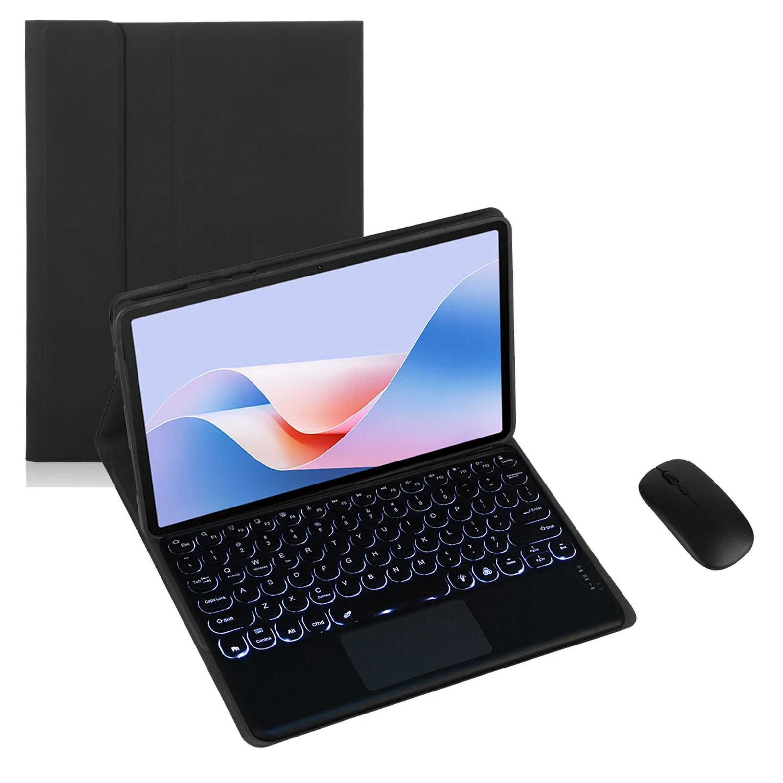Round Button Keyboard Case for Samsung Galaxy Tab S4 SM-T830 10.5" Tablet,Detachable Wireless Keyboard Cover with Mouse (Black)
