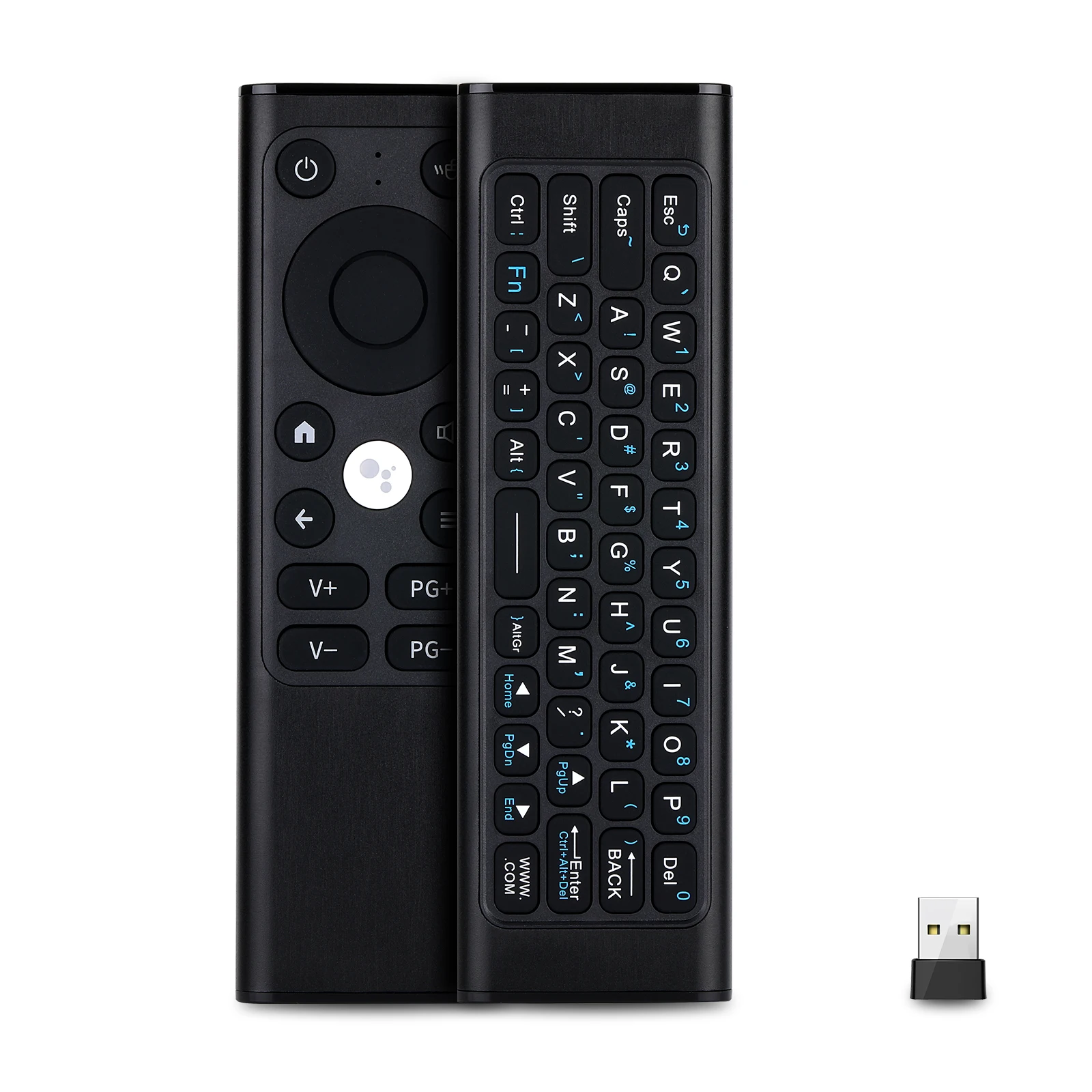 2024 iPazzPort  PC Remote Mini 2.4G/BT Wireless Keyboard w/Air Mouse & IR Remote, Aluminum for Smart TV/Android/PC